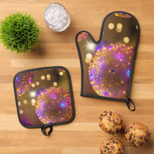 Glittering Orbs - A Dazzling Display Oven Mitt & Pot Holder Set