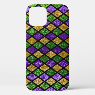 Glittering paillettes diamonds, festive background iPhone 12 case