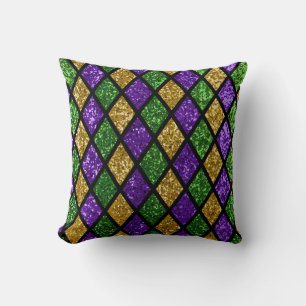 Glittering paillettes diamonds, festive background throw pillow