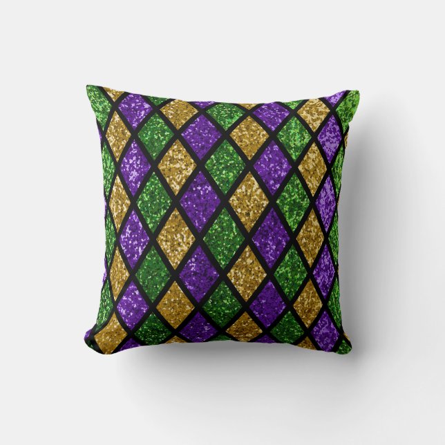 Glittering paillettes diamonds, festive background throw pillow (Front)
