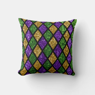 Glittering paillettes diamonds, festive background throw pillow