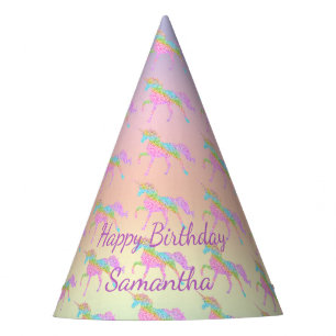 Glittering Pastel Rainbow Unicorn Party Hat