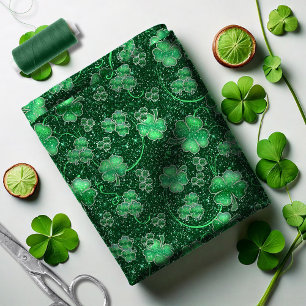Glittering Shamrocks and Swirls ID289 Fabric