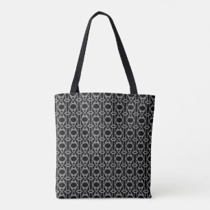 Glittering Silver Grey & Black Diamond Pattern Tote Bag