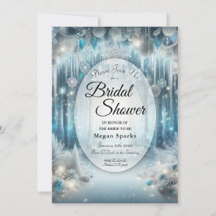  Glittering Snowy Forest Bridal Shower Invitation