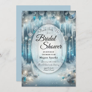  Glittering Snowy Forest Bridal Shower Invitation