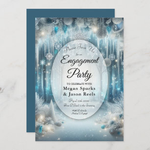 Glittering Snowy Forest Engagement Party Invitation