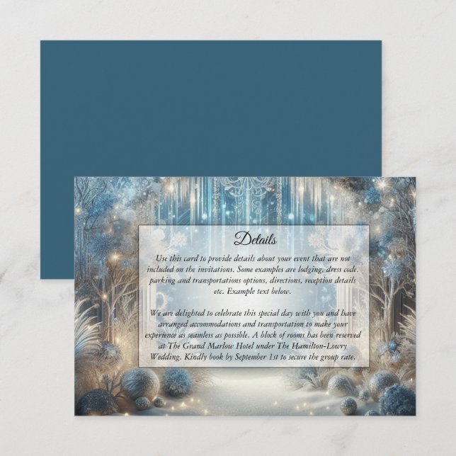 Glittering Snowy Forest Wedding Enclosure Card (Front/Back)
