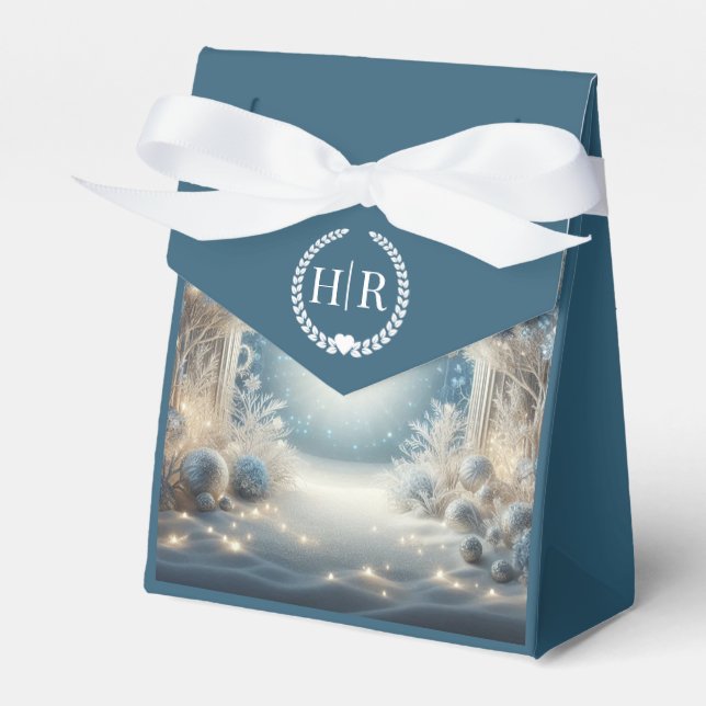 Glittering Snowy Forest Wedding Favor Box (Front Side)
