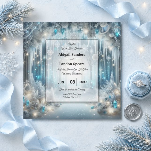 Glittering Snowy Forest Wedding Invitation (Creator Uploaded)