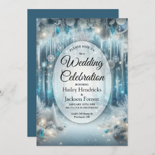 Glittering Snowy Forest Wedding Invitation