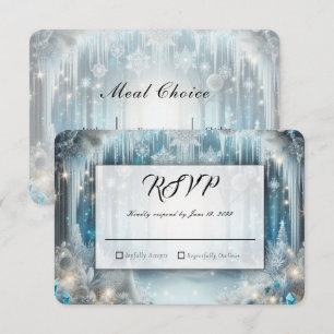 Glittering Snowy Forest Wedding RSVP Card