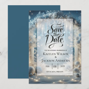 Glittering Snowy Forest Wedding Save The Date
