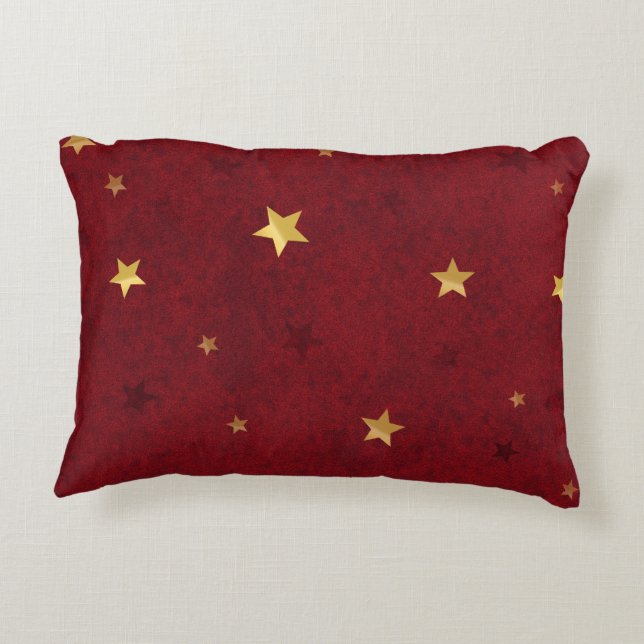 Glittering stars Royal Red Accent Pillow (Back)