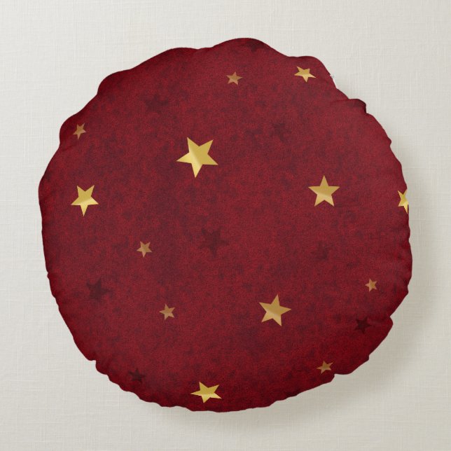 Glittering stars Royal Red Round Pillow (Back)