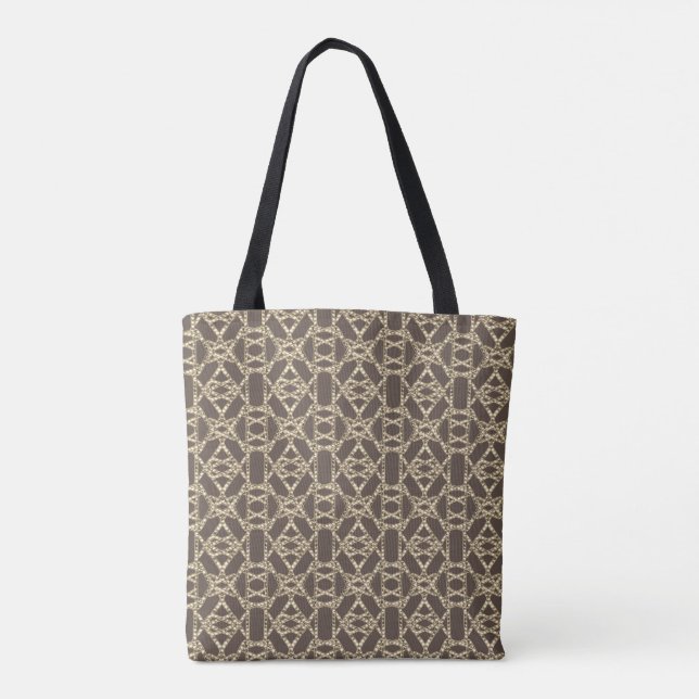 Glittering Stylish Beige Diamond Pattern Tote Bag (Back)