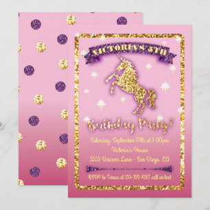 Glittering Unicorn Birthday Party Invitation