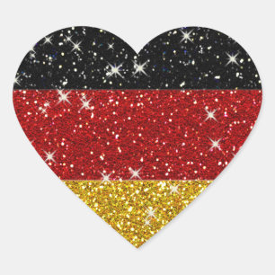 Glitters Germany Flag with Sparkles Heart Sticker
