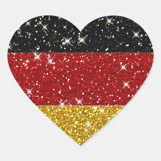 Glitters Germany Flag with Sparkles Heart Sticker (Front)