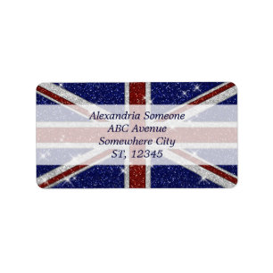 Glitters Shiny Sparkle Union Jack Flag Label