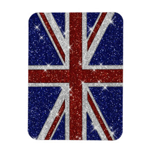 Glitters Shiny Sparkle Union Jack Flag Magnet