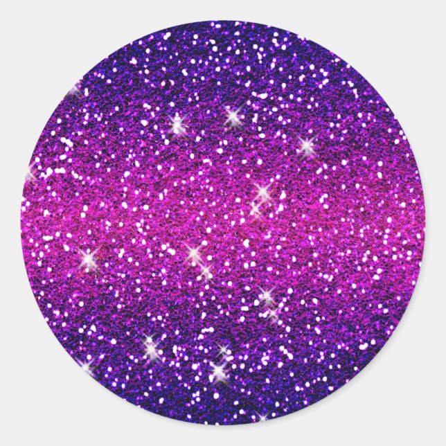 Glitters Sparkles Purple Pink Texture Classic Round Sticker (Front)