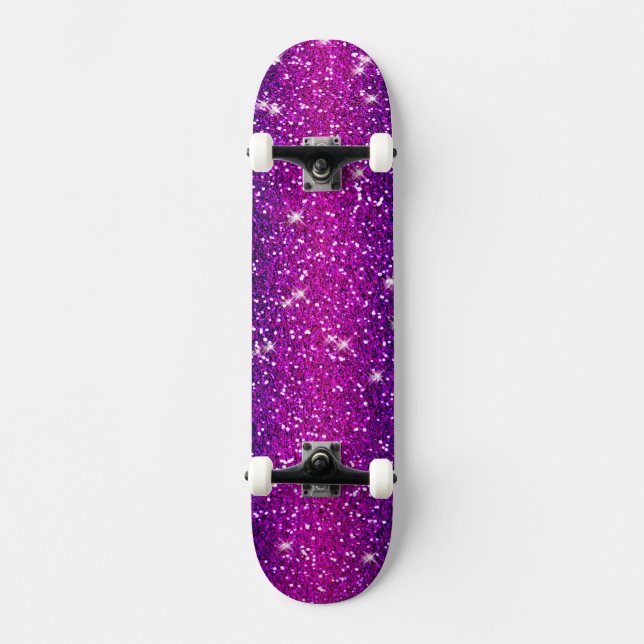 Glitters Sparkles Purple Pink Texture Skateboard (Front)