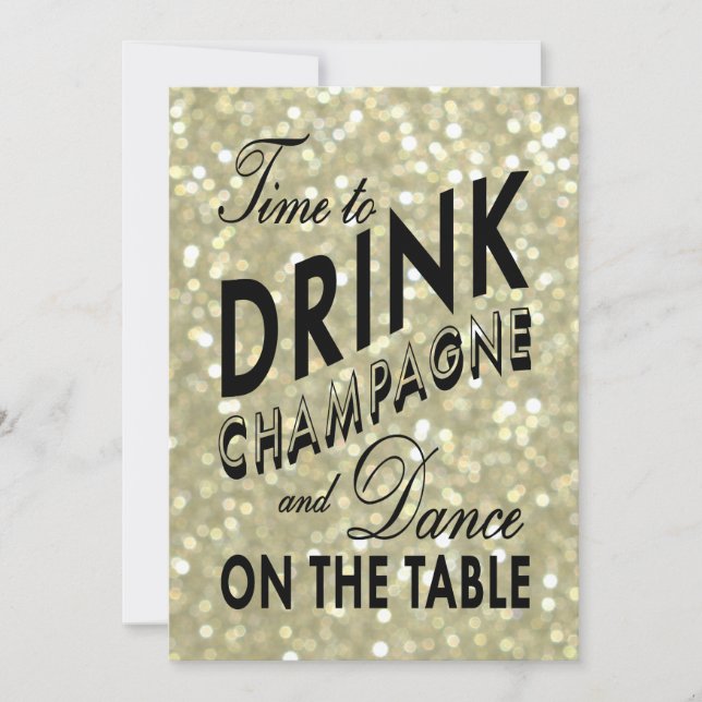 Glittery 21st Birthday Time to Drink Champagne Invitation (Front)