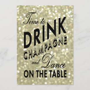 Glittery 21st Birthday Time to Drink Champagne Invitation