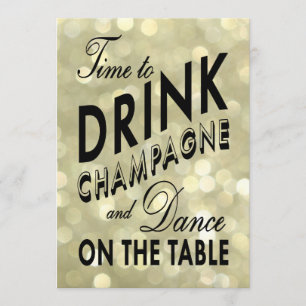 Glittery 40th Birthday Time to Drink Champagne Invitation