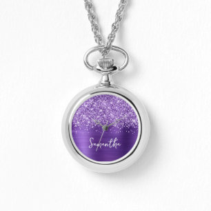 Glittery Amethyst Purple Glam Name Watch