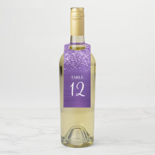 Glittery Amethyst Purple Glam Table Number Bottle Tag