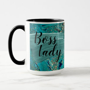Glittery Aqua Paint Strokes Boss Lady     Mug