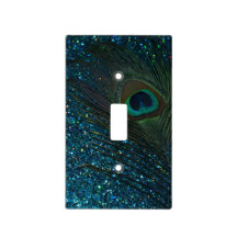 Glittery Aqua Peacock Feather