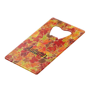 Glittery Autumn/Fall leaves Credit Card Bottle Opener