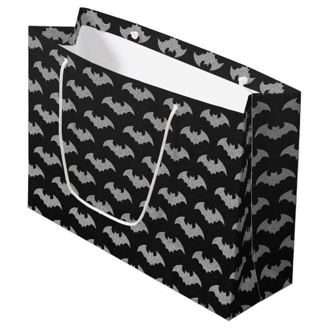 Glittery Bat Halloween Large Gift Bag (Front Angled)