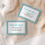 Glittery Bat Mitzvah Blue and Silver Detail Card<br><div class="desc">This trendy insert card features bold lettering on the front with a layered look in silver glitter and white,  and a solid coloured back. Add your text using the template form. Change the font,  layout and colours using the Design Tool.</div>