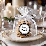 Glittery Bat Mitzvah Elegant Black and Silver Classic Round Sticker<br><div class="desc">This trendy design features sparkling faux glitter layered against a solid colour background. Use the template form to add your own information. The "Customize" feature can be used to change the font style,  colour and layout.</div>