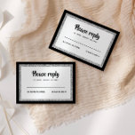 Glittery Bat Mitzvah Elegant Black and Silver RSVP Card<br><div class="desc">This trendy insert card features bold lettering on the front with a layered look in silver glitter and white,  and a solid coloured back.  Add your text using the template form.  Change the font,  layout and colours using the Customize feature.</div>