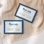 Glittery Bat Mitzvah Navy Blue and Silver RSVP Card<br><div class="desc">This trendy insert card features bold lettering on the front with a layered look in silver glitter and white,  and a solid coloured back.  Add your text using the template form.  Change the font,  layout and colours using the Customize feature.</div>