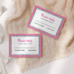 Glittery Bat Mitzvah, Pink and Silver RSVP Card<br><div class="desc">This trendy insert card features bold lettering on the front with a layered look in silver glitter and white,  and a solid coloured back.  Add your text using the template form.  Change the font,  layout and colours using the Customize feature.</div>