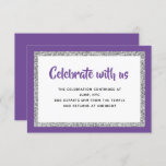 Glittery Bat Mitzvah Purple and Silver Detail Card<br><div class="desc">This trendy insert card features bold lettering on the front with a layered look in silver glitter and white,  and a solid coloured background. Add your text using the template form. Change the font,  layout and colours using the Customize feature.</div>