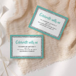 Glittery Bat Mitzvah Teal and Silver Detail Card<br><div class="desc">This trendy insert card features bold lettering on the front with a layered look in silver glitter and white,  and a solid coloured background. Add your text using the template form. Change the font,  layout and colours using the Customize feature.</div>