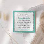 Glittery Bat Mitzvah Teal and Silver Square Invitation<br><div class="desc">This trendy Bat Mitzvah invitation features sparkling faux glitter layered against a solid colour background.  Use the template form to add your own information.  The Design Tool can be used to change the font style,  colour and layout.</div>