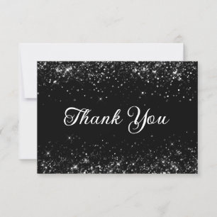 Glittery Black 50th Birthday Thank You Card