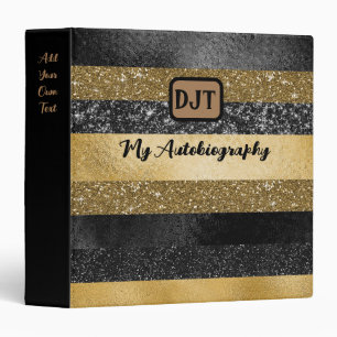 Glittery, Black and Gold Autobiography Binder