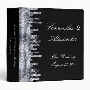 Glittery Black/Silver Glamour Wedding Album Cover Binder
