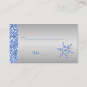 Glittery Blue and Silver Snowflakes Placecards