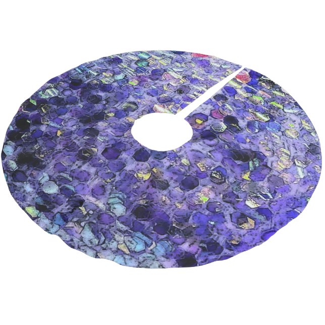 Glittery Blue Brushed Polyester Tree Skirt (Angled)