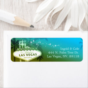 Glittery Blue Las Vegas Mariage Adresse de retour